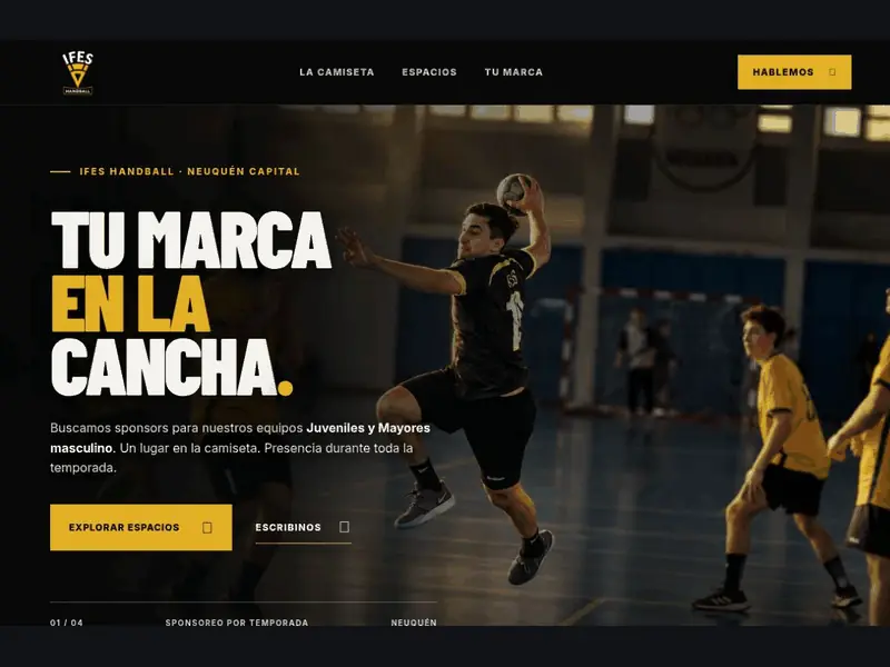 Recorrido por el sitio web de IFES Handball, landing de sponsoreo de IFES Handball, Neuquén